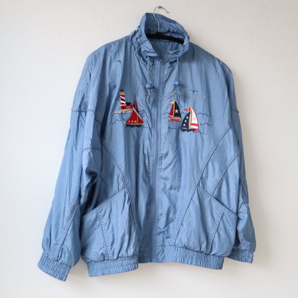 Vintage Exclusiv Embroidered Windbreaker, Size Large - Picture 3 of 15